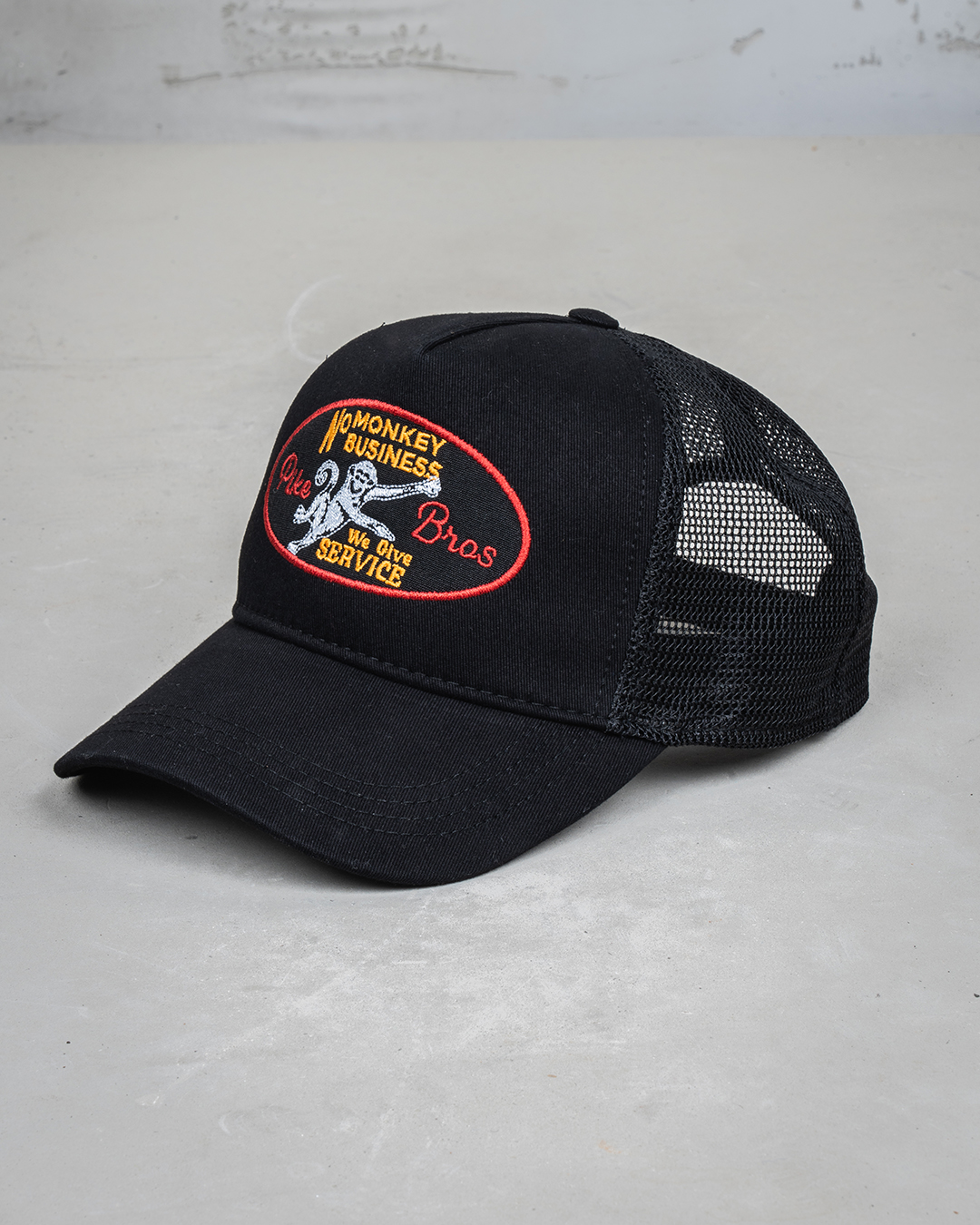 1972 Trucker Cap No Monkey Business Black