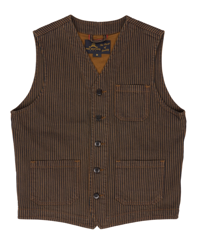 Pike Brothers 1937 Roamer Vest hickory stripe brown