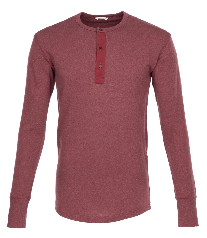 Pike Brothers 1927 Henley Shirt long sleeve granate red